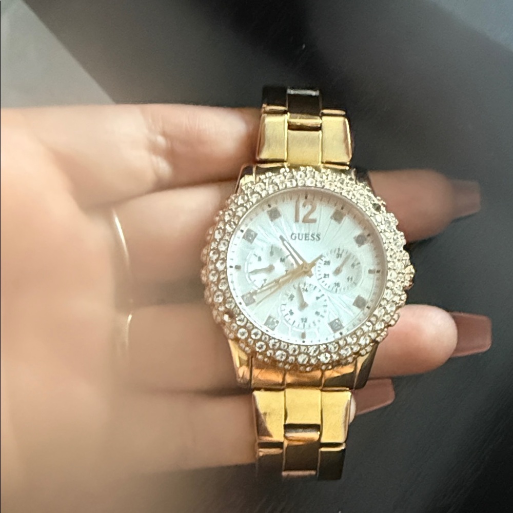 Guess Women's Gold and Silver Watch with Crystal Accents